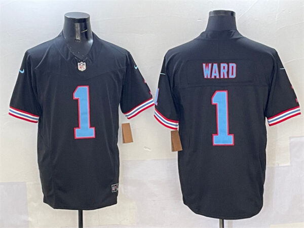 Men's Tennessee Titans #1 Cameron Ward Black 2025 Draft F.U.S.E. Vapor Limited Stitched Football Jersey