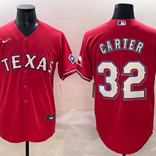 Men's Texas Rangers #32 Evan Carter Red Cool Base Stitched Baseball Jersey