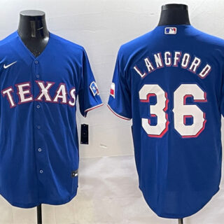 Men's Texas Rangers #36 Wyatt Langford Royal Cool Base Limited Stitched Baseball Jersey