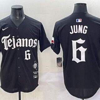 Men's Texas Rangers #6 Josh Jung Black Mexico 2025 Vapor Premier Limited Stitched Baseball Jersey
