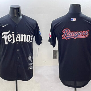 Men's Texas Rangers Team Big Logo Black Mexico 2025 Vapor Premier Limited Stitched Baseball Jersey