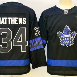 Men's Toronto Maple Leafs #34 Auston Matthews Black 2024-25 Alternate With C Patch Stitched Jersey