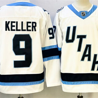Men's Utah Mammoth #9 Clayton Keller White 2025 With C Patch Stitched Jersey