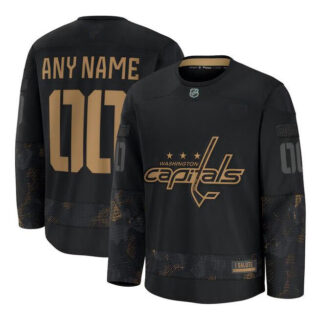 Men's Washington Capitals Custom Black 2024 Military Appreciation Stitched Hockey Jersey