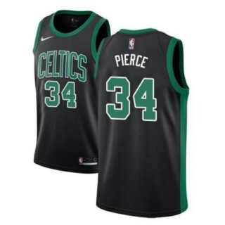 Men's Boston Celtics #34 Paul Pierce Black Statement Edition Stitched Basketball Jersey