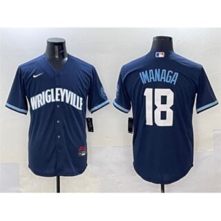 Men's Chicago Cubs #18 Shota Imanaga Navy City Connect Stitched Baseball Jersey