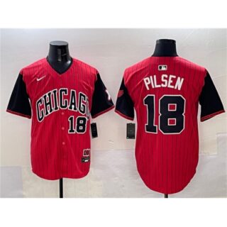 Men's Chicago White Sox #18 Pilsen Red Black 2025 City Connect Limited Stitched Baseball Jersey