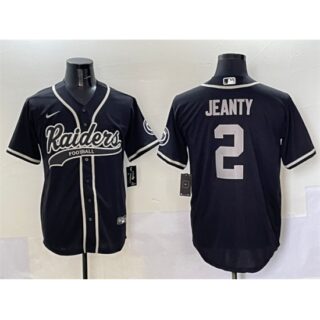 Men's Las Vegas Raiders #2 Ashton Jeanty Black Cool Base Stitched Baseball Jersey