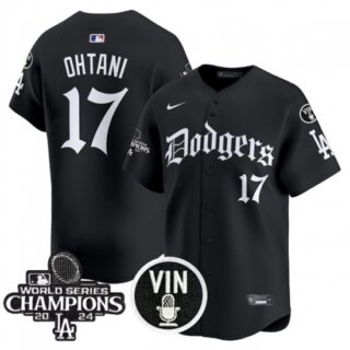 Men's Los Angeles Dodgers #17 Shohei Ohtani Black Mexico 2025 LA Gothic Style With Vin And 2024 World Series Champions Vapor Premier Limited Stitched Baseball