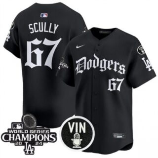 Men's Los Angeles Dodgers #67 Vin Scully Black Mexico 2025 LA Gothic Style With Vin And 2024 World Series Champions Vapor Premier Limited Stitched Baseball