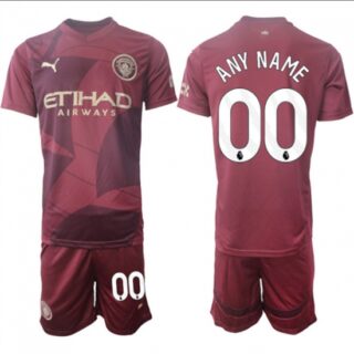 Men's Manchester City Custom 2024-25 Burgundy Third Soccer Jersey Suit
