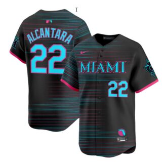 Men's Miami Marlins #22 Sandy Alcantara Jersey 2025 City Connect Vapor Premier Limited Stitched