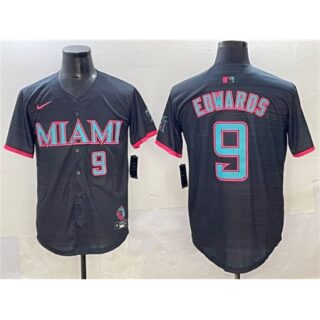 Men's Miami Marlins #9 Xavier Edwards Black 2025 City Connect Limited Stitched Jersey