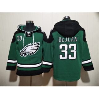 Men's Philadelphia Eagles #33 Cooper DeJean Green Ageless Must-Have Lace-Up Pullover Hoodie