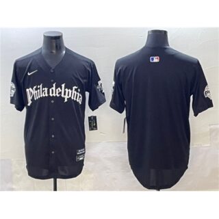 Men's Philadelphia Phillies Blank Black GOTHIC Vapor Limited Stitched Jersey