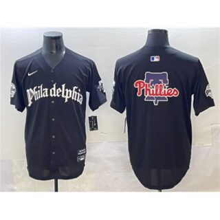 Men's Philadelphia Phillies Team Big Logo Black GOTHIC Vapor Limited Stitched Jersey