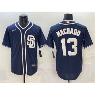 Men's San Diego Padres #13 Manny Machado Navy Cool Base Stitched Baseball Jersey