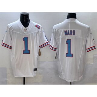 Men's Tennessee Titans #1 Cameron Ward White 2025 Draft F.U.S.E. 1997 Throwback Vapor Limited Football Stitched Jersey