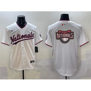 Men's Washington Nationals Team Big Logo White Limited Stitched Baseball Jersey