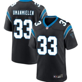 Men's Carolina Panthers #33 Princely Umanmielen Game Jersey - Black