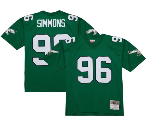Philadelphia Eagles Men's Mitchell & Ness #96 Clyde Simmons Kelly Green Legacy Replica Jersey
