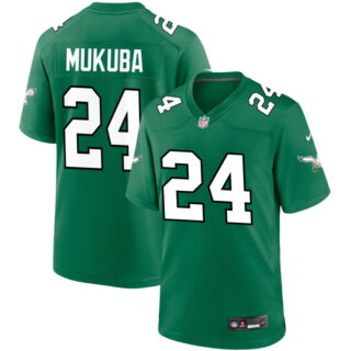 Men's Philadelphia Eagles #24 Andrew Mukuba  2025 NFL Draft First Round Pick 2nd Alternate Game Jerseys - Kelly Green