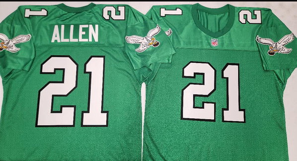 Philadelphia Eagles #21 ERIC ALLEN 90s Vintage Throwback Football Jersey KELLY GREEN