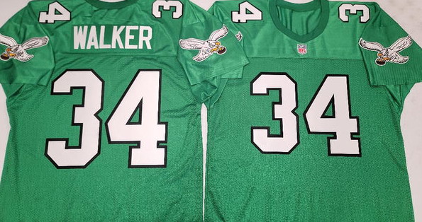 Philadelphia Eagles #34 HERSHAL WALKER 90s Vintage Throwback Football Jersey KELLY GREEN