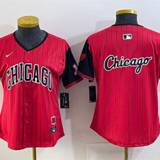 Women's Chicago White Sox Team Big Logo Red Black 2025 City Connect Limited Stitched Baseball Jersey(Run Small) 002