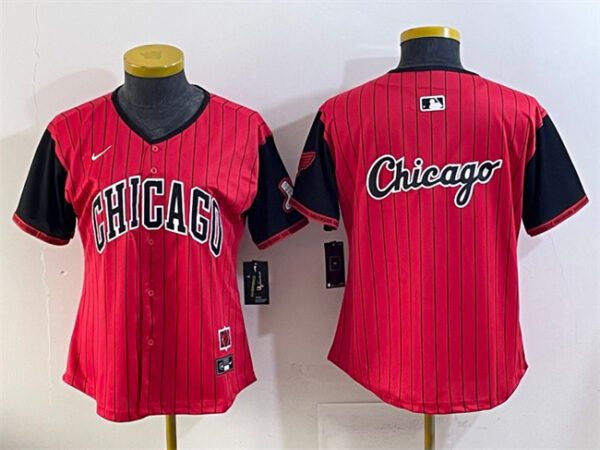 Women's Chicago White Sox Team Big Logo Red Black 2025 City Connect Limited Stitched Baseball Jersey(Run Small) 002