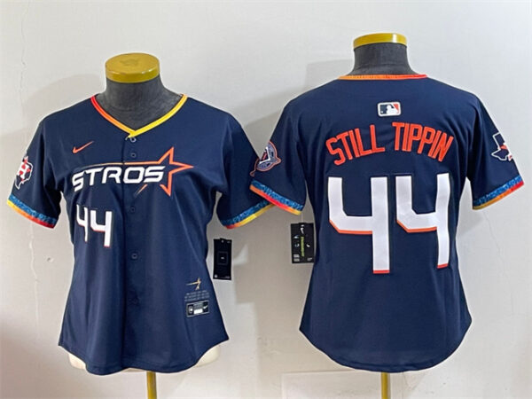 Women's Houston Astros #44 Still Tippin Navy 2025 City Connect With Texas Patch Limited Stitched Baseball Jersey(Run Small)