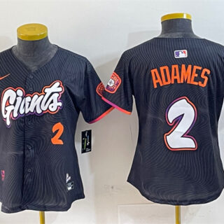 Women's San Francisco Giants #2 Willy Adames Anthracite 2025 City Connect Limited Stitched Baseball Jersey(Run Small)