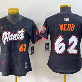 Women's San Francisco Giants #62 Logan Webb Anthracite 2025 City Connect Limited Stitched Baseball Jersey(Run Small)