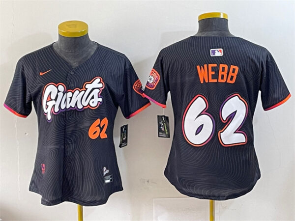 Women's San Francisco Giants #62 Logan Webb Anthracite 2025 City Connect Limited Stitched Baseball Jersey(Run Small)