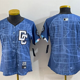 Women's Washington Nationals Blank Blue 2025 City Connect Limited Stitched Baseball Jersey(Run Small)