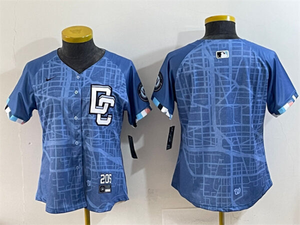 Women's Washington Nationals Blank Blue 2025 City Connect Limited Stitched Baseball Jersey(Run Small)