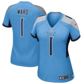 Women's #1 Cameron Ward Light Blue Tennessee Titans 2025 NFL Draft First Round Pick Game Jersey