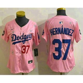 Women's Los Angeles Dodgers #37 Teoscar Hernandez Pink 2025 Tokyo Series Limited Stitched Jersey
