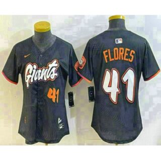 Women's San Francisco Giants #41 Wilmer Flores Number Black 2025 City Connect Limited Stitched Jersey