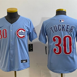 Youth Chicago Cubs #30 Kyle Tucker Blue 2024 25 2nd Alternate Limited Stitched Baseball Jersey