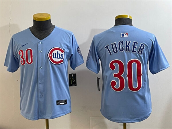 Youth Chicago Cubs #30 Kyle Tucker Blue 2024 25 2nd Alternate Limited Stitched Baseball Jersey