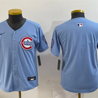 Youth Chicago Cubs Blank Blue 2024 25 2nd Alternate Limited Stitched Baseball Jersey