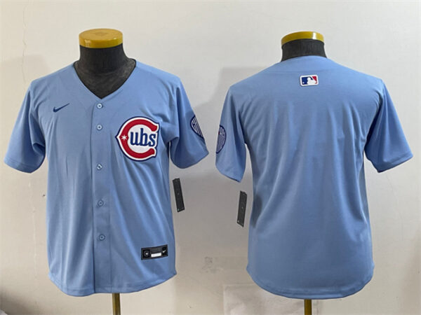 Youth Chicago Cubs Blank Blue 2024 25 2nd Alternate Limited Stitched Baseball Jersey