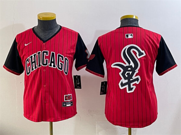 Youth Chicago White Sox Team Big Logo Red Black 2025 City Connect Limited Stitched Baseball Jerseys