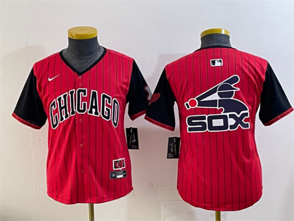 Youth Chicago White Sox Team Big Logo Red Black 2025 City Connect Limited Stitched Baseball Jerseys