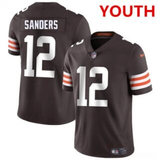 Youth Cleveland Browns #12 Shedeur Sanders Brown 2025 Vapor Limited Football Stitched Jersey