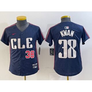 Youth Cleveland Guardians #38 Steven Kwan Navy 2024 City Connect Limited Stitched Baseball Jerseys