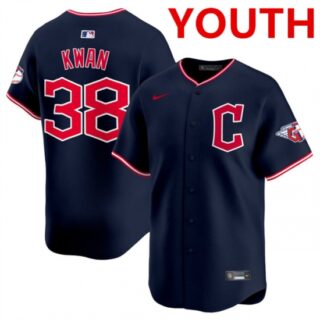 Youth Cleveland Guardians #38 Steven Kwan Navy 2025 Alternate Limited Stitched Baseball Jersey