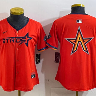Youth Houston Astros Team Big Logo Orange 2025 City Connect With Texas Patch Limited Stitched Baseball Jersey