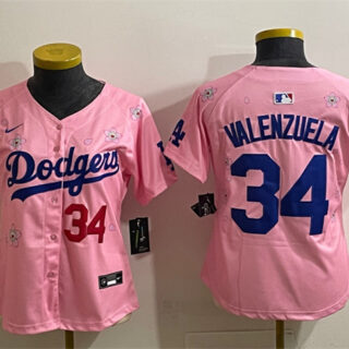 Youth Los Angeles Dodgers #34 Fernando Valenzuela Pink 2025 Tokyo Series Limited Stitched Baseball Jersey